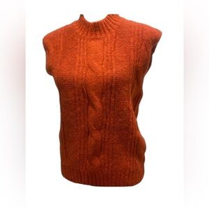 Women’s Burnt Orange Cable Knit Vest Acrylic New Size small/medium